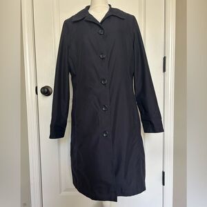 Lands' End Women’s Navy Blue Trench Rain Coat With Removable Lining Size 8